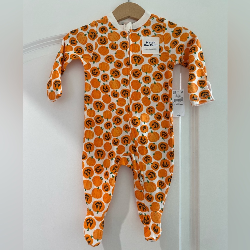 Old Navy Orange Pumpkin Print Kids Footie